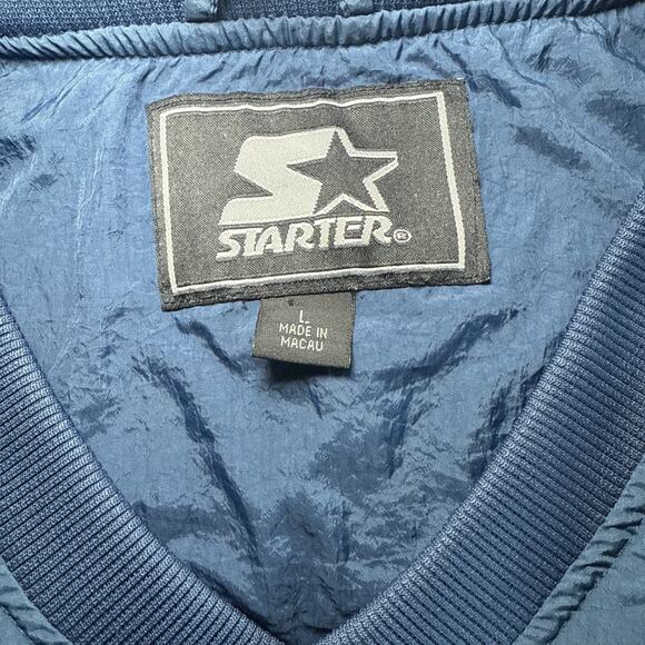 Vintage Starter Blue Pullover Jacket Men’s Lg – 90s Streetwear Retro Windbreaker - Picture 5 of 5